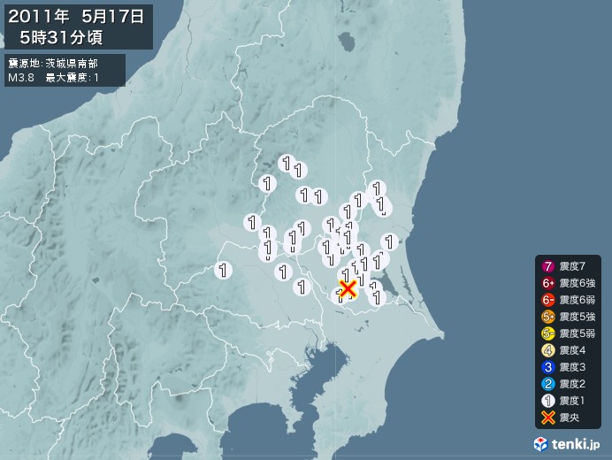 地震情報(2011年05月17日05時31分発生)