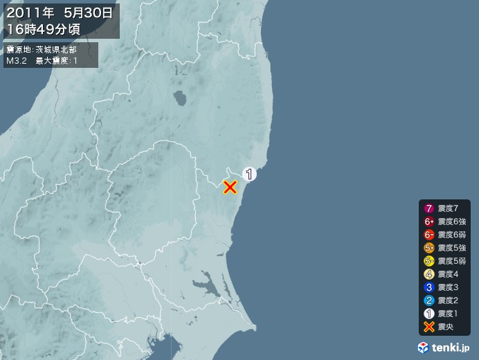 地震情報(2011年05月30日16時49分発生)