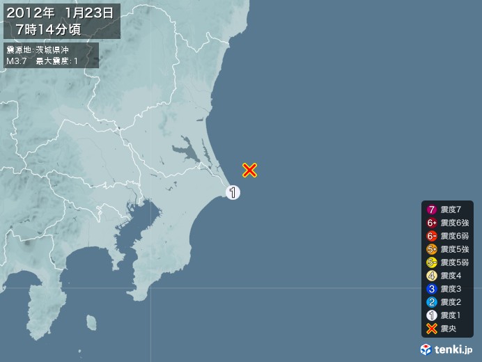 地震情報(2012年01月23日07時14分発生)