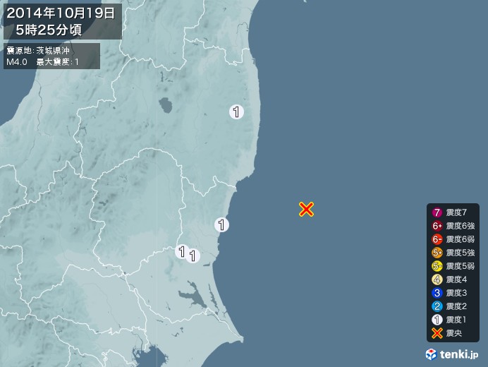 地震情報(2014年10月19日05時25分発生)