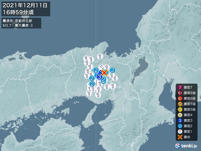 地震情報(2021年12月11日16時59分発生)