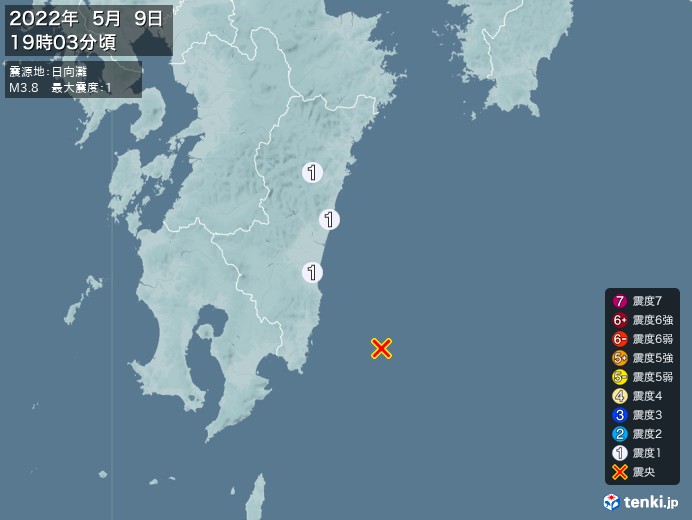 地震情報(2022年05月09日19時03分発生)