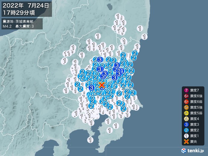 地震情報(2022年07月24日17時29分発生)